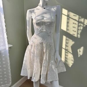Independent Women's White and Cream Dress‎